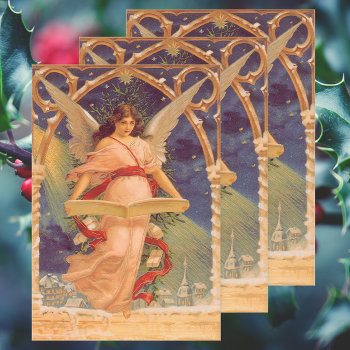 Vintage Christmas  Victorian Angel Reading Bible Wrapping Paper Sheets by ChristmasCafe at Zazzle