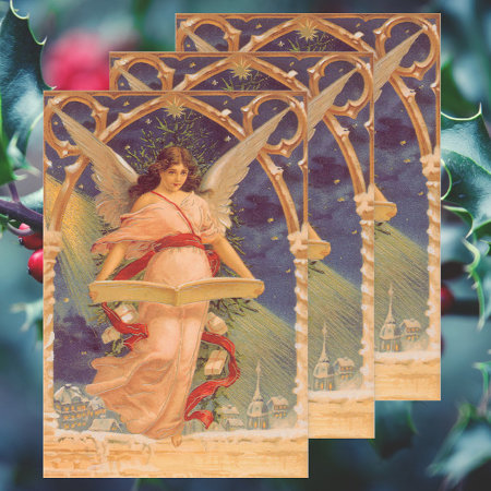 Vintage Christmas, Victorian Angel Reading Bible Wrapping Paper Sheets