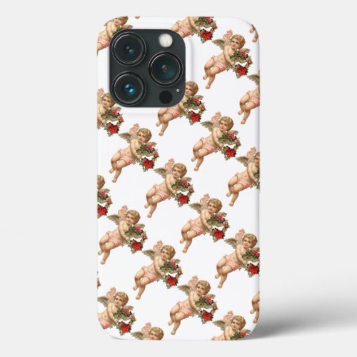 Vintage Christmas Victorian Angel w Floral Wreath iPhone 13 Pro Case