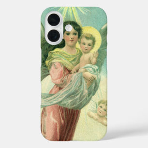 Vintage Christmas, Victorian Angel with Baby Jesus iPhone 16 Case
