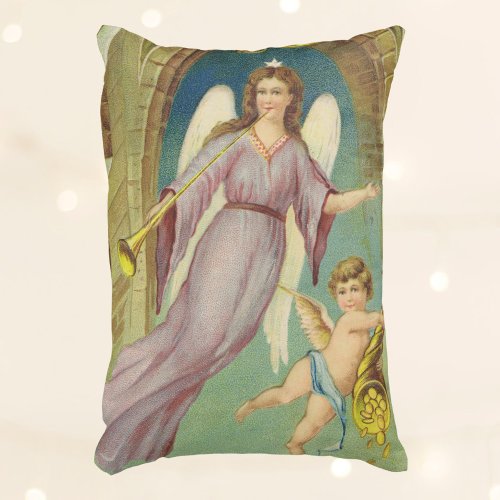 Vintage Christmas Victorian Angel with Cherub Accent Pillow