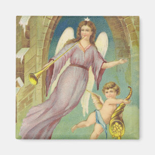Vintage Christmas, Victorian Angel with Cherub Magnet