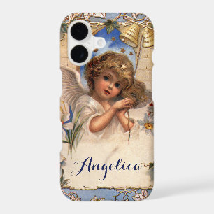 Vintage Christmas, Victorian Angel with Gold Bells iPhone 17 Case