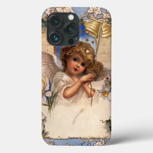 Vintage Christmas, Victorian Angel with Gold Bells iPhone 13 Pro Case
