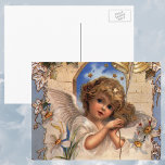 Vintage Christmas, Victorian Angel with Gold Bells Holiday Postcard<br><div class="desc">Vintage illustration religious Victorian Era Christmas holiday image featuring a beautiful angel. This angelic cherub is surrounded by ivy,  flowers,  stars and bells.</div>