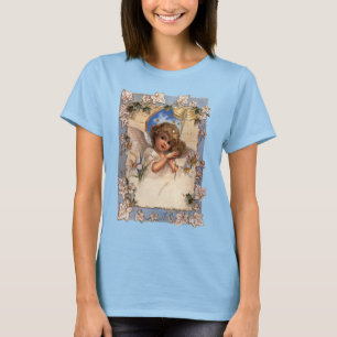 Vintage Christmas, Victorian Angel with Gold Bells T-Shirt