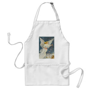 Vintage Christmas Victorian Angel with Stars Roses Adult Apron