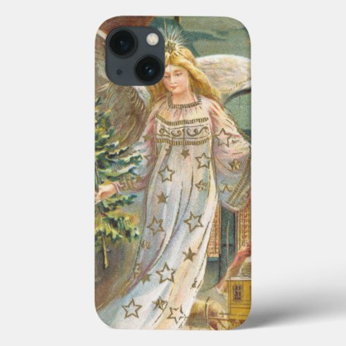 Vintage Christmas Victorian Angel with Tree iPhone 13 Case