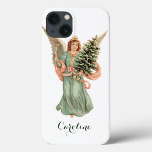 Vintage Christmas, Victorian Angel with Tree iPhone 13 Case