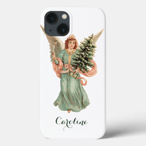 Vintage Christmas Victorian Angel with Tree iPhone 13 Case