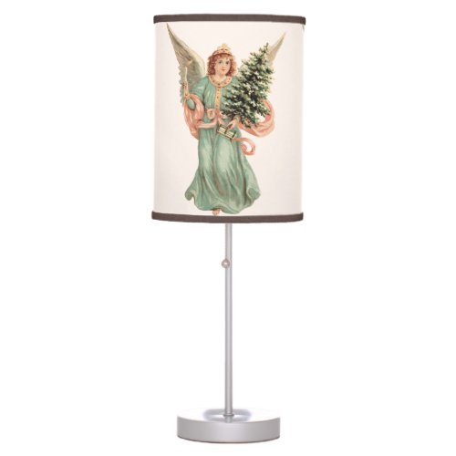 Vintage Christmas Victorian Angel with Tree Table Lamp