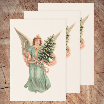Vintage Christmas  Victorian Angel With Tree  Wrapping Paper Sheets by ChristmasCafe at Zazzle