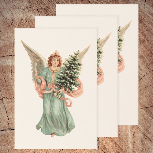 Vintage Christmas Victorian Angel with Tree  Wrapping Paper Sheets