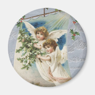 Vintage Christmas, Victorian Angels in a Sailboat Magnet