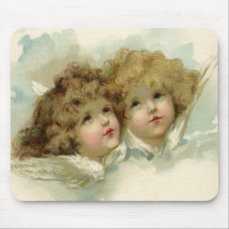 Vintage Christmas, Victorian Angels in the Clouds Mouse Pad