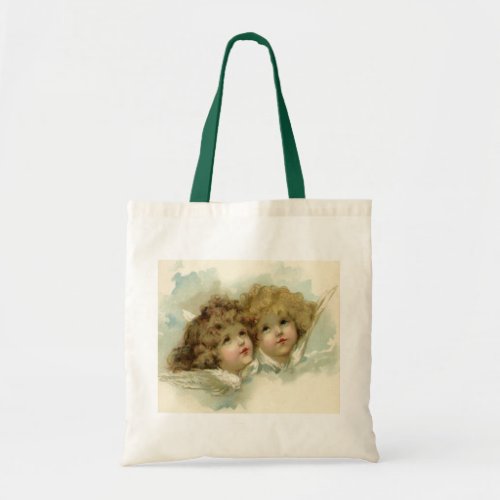 Vintage Christmas Victorian Angels in the Clouds Tote Bag