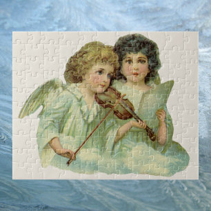 Vintage Christmas, Victorian Angels Music Violin Jigsaw Puzzle