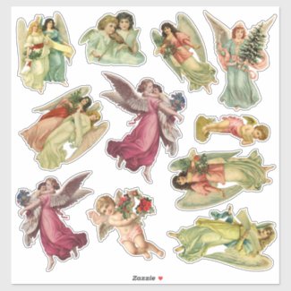 Vintage Christmas, Victorian Angels Sticker