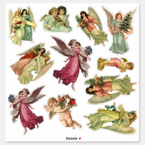 Vintage Christmas Victorian Angels Sticker
