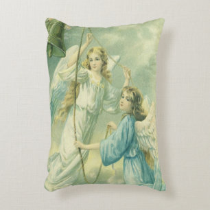 Vintage Christmas, Victorian Angels with a Bell Accent Pillow