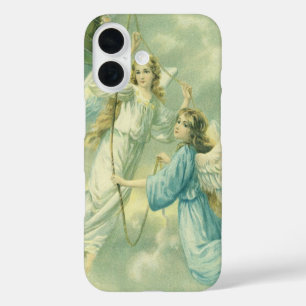 Vintage Christmas, Victorian Angels with a Bell iPhone 16 Case