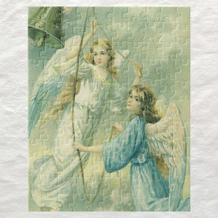 Vintage Christmas, Victorian Angels with a Bell Jigsaw Puzzle