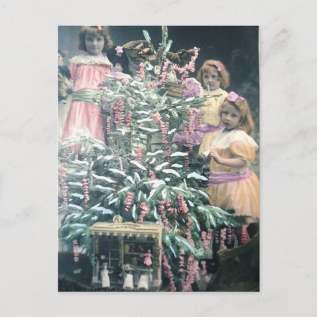 Vintage Christmas Victorian Children Holiday Postcard (Front)