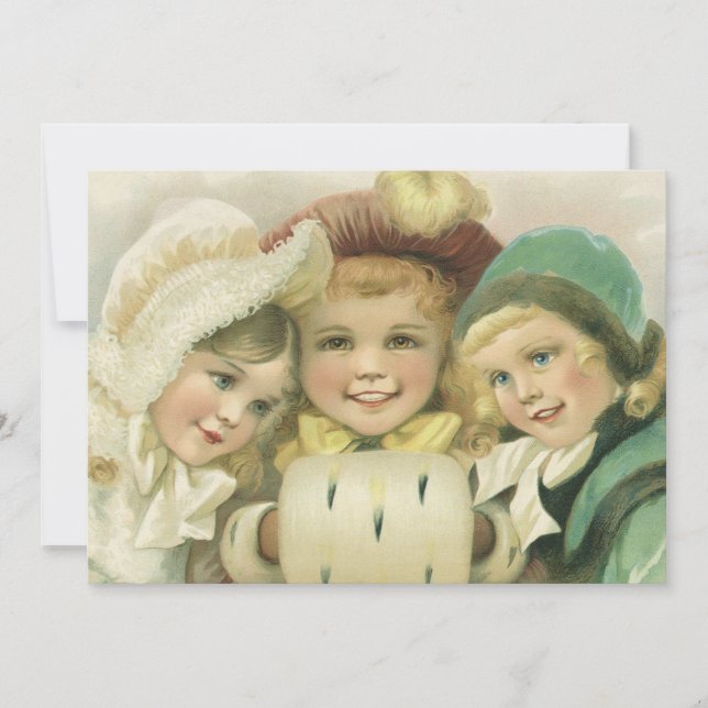 Vintage Christmas, Victorian Children Invitation (Front)