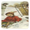 Vintage Christmas, Victorian Children Sledding Dog