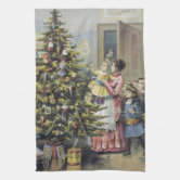 Vintage Victorian Christmas Dish Cloth Kitchen Towel