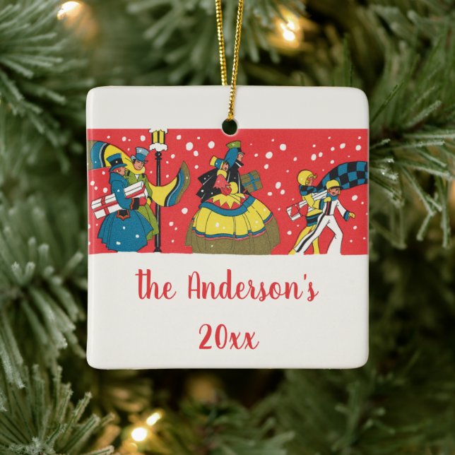 Vintage Christmas, Victorian Family Ceramic Ornament (Tree)