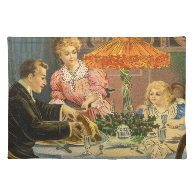 Vintage Christmas, Victorian Family Dinner Cloth Placemat (Front)