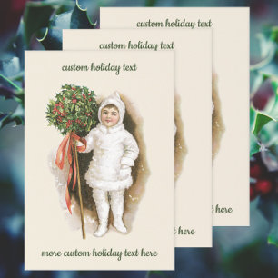 Vintage Christmas, Victorian Girl with Holly Wrapping Paper Sheets