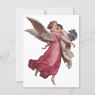 Vintage Christmas, Victorian Guardian Angel Holiday Card