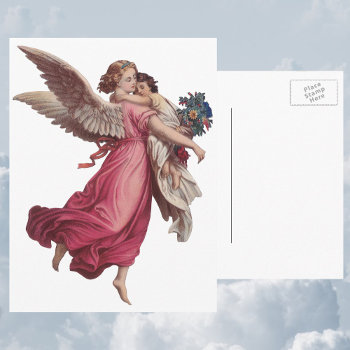 Vintage Christmas  Victorian Guardian Angel Holiday Postcard by ChristmasCafe at Zazzle