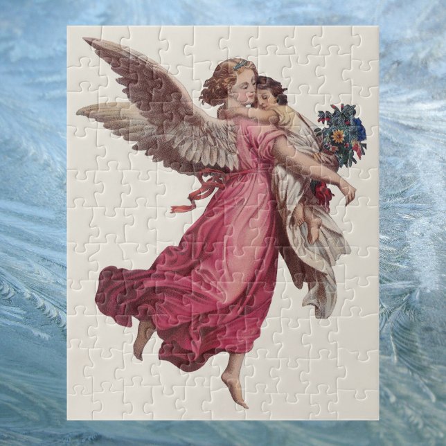 Vintage Christmas, Victorian Guardian Angel Jigsaw Puzzle (Creator Uploaded)