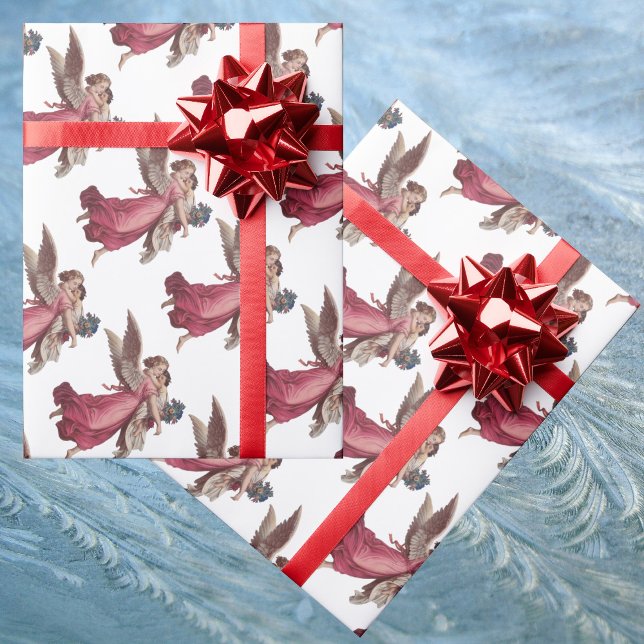Vintage Christmas, Victorian Guardian Angel Wrapping Paper (Creator Uploaded)