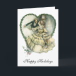 Vintage Christmas, Victorian Love and Romance Holiday Card<br><div class="desc">The gift of love. The gift of peace. The gift of happiness. May all these be yours at Christmas. Easy to customize this Christmas card to personalize with your own holiday message, or just add your names. Vintage illustration love and romance image with a Victorian couple dressed in formal clothes...</div>
