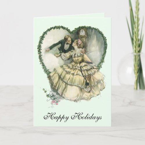 Vintage Christmas Victorian Love and Romance Holiday Card