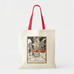 Vintage Christmas Victorian People Going to Church Tote Bag