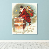 Vintage Christmas Victorian Saint Nicholas on Roof