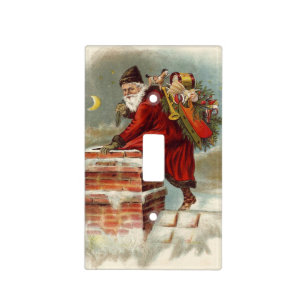 Vintage Christmas Victorian Saint Nicholas on Roof Light Switch Cover