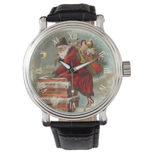 Vintage Christmas Victorian Saint Nicholas on Roof Watch