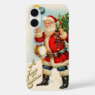 Vintage Christmas, Victorian Santa Claus Balloons iPhone 16 Case