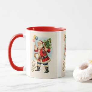 Vintage Christmas, Victorian Santa Claus Balloons Mug
