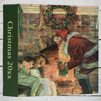 Vintage Christmas, Victorian Santa Claus Children  3 Ring Binder
