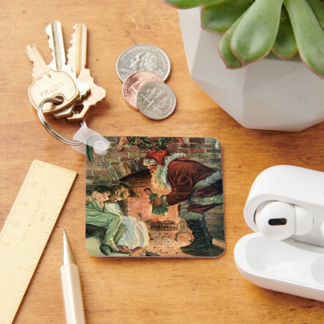 Vintage Christmas, Victorian Santa Claus Children Keychain (Desk)