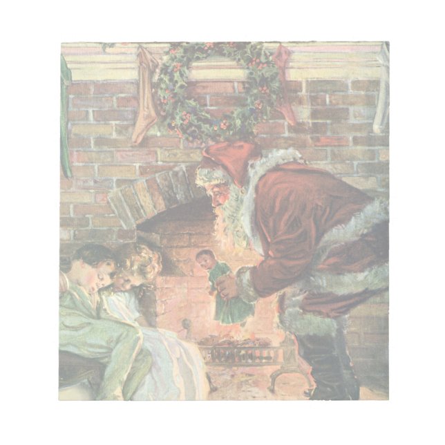 Vintage Christmas, Victorian Santa Claus Children Notepad (Front)