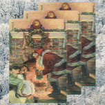 Vintage Christmas, Victorian Santa Claus Children Wrapping Paper Sheets<br><div class="desc">Vintage illustration Victorian Merry Christmas holiday image featuring a jolly Santa Claus delivering toys to two sleeping children by the fireplace on Christmas Eve. The little girl is getting a toy doll. A holly leaves wreath is hanging on the mantle over the fire.</div>