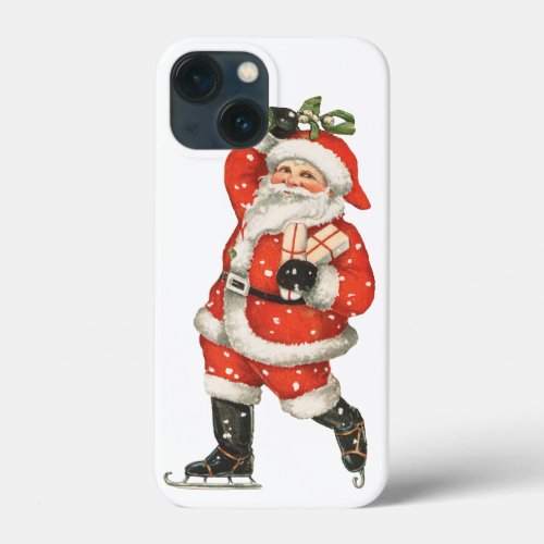 Vintage Christmas Victorian Santa Claus Ice Skater iPhone 13 Mini Case